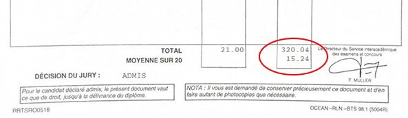 Bulletin relevé de notes de Clara Labarre pour son BTS SP3S